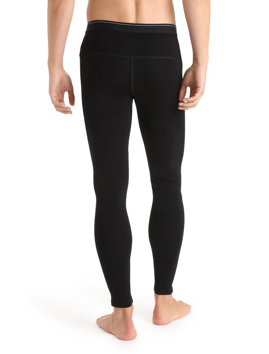 Black Icebreaker 15.5 Merino Thermal Leggings Men's Base Layers | AU 1354FDNM